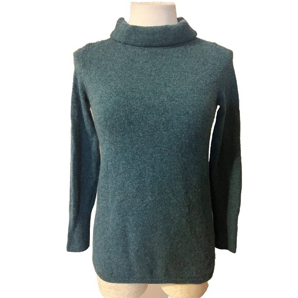 Talbots Womens Sweater XS Extra Green Green Pullover Cashmere Turtleneck Classic - Picture 1 of 8